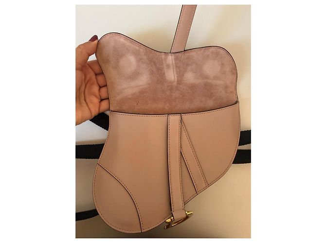Borsa Dior Saddle Pouch Pelle Rosa Beige - vista 13