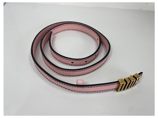 Christian Dior schmaler Ledergürtel in Rosa mit goldenem Logo Pink - Ansicht 2