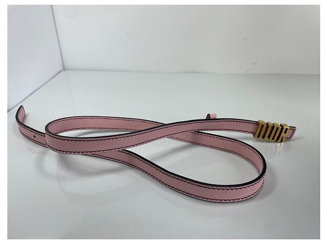 Christian Dior schmaler Ledergürtel in Rosa mit goldenem Logo Pink - Ansicht 3