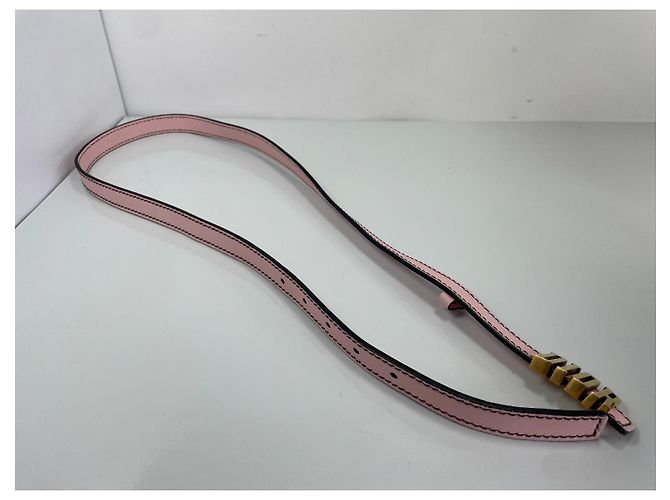Christian Dior schmaler Ledergürtel in Rosa mit goldenem Logo Pink - Ansicht 4