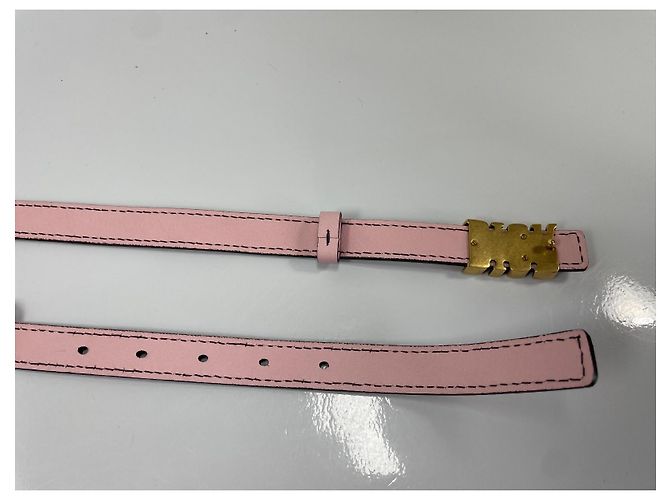 Christian Dior schmaler Ledergürtel in Rosa mit goldenem Logo Pink - Ansicht 6