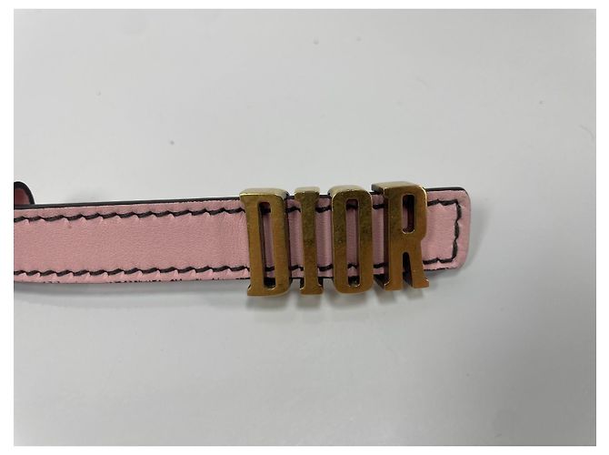 Christian Dior schmaler Ledergürtel in Rosa mit goldenem Logo Pink - Ansicht 7