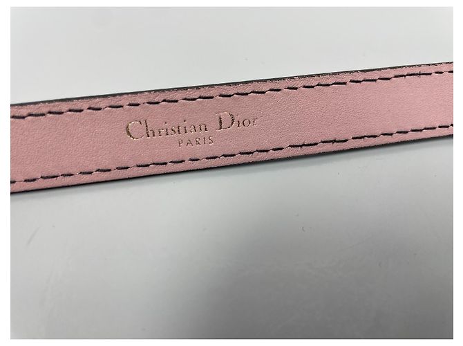 Christian Dior schmaler Ledergürtel in Rosa mit goldenem Logo Pink - Ansicht 8