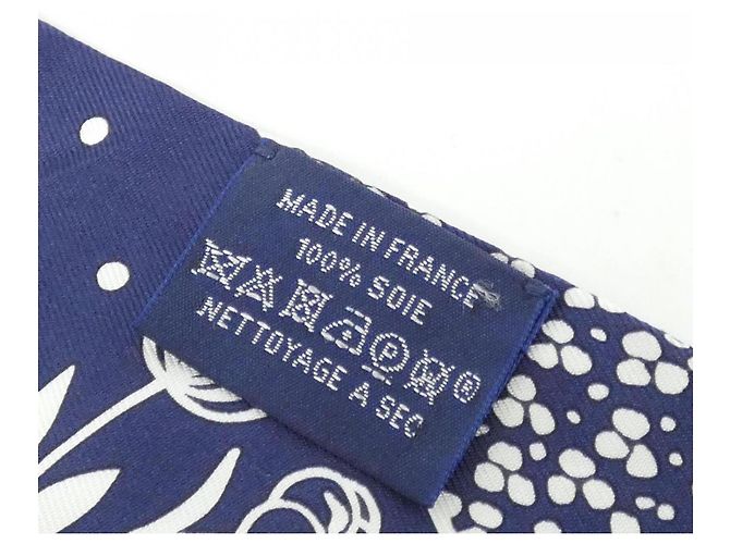 Hermès Hermes Les Leopards Bandana Twilly Scarf Muffler Bianco Blu - vista 6