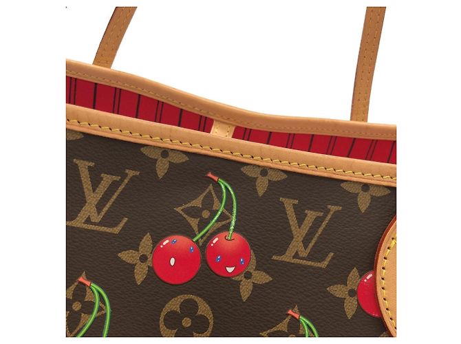 Borsa Louis Vuitton Monogram Cherry Neverfull MM Marrone - vista 4