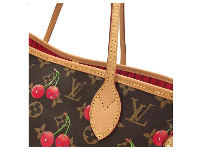 Borsa Louis Vuitton Monogram Cherry Neverfull MM Marrone - vista 6