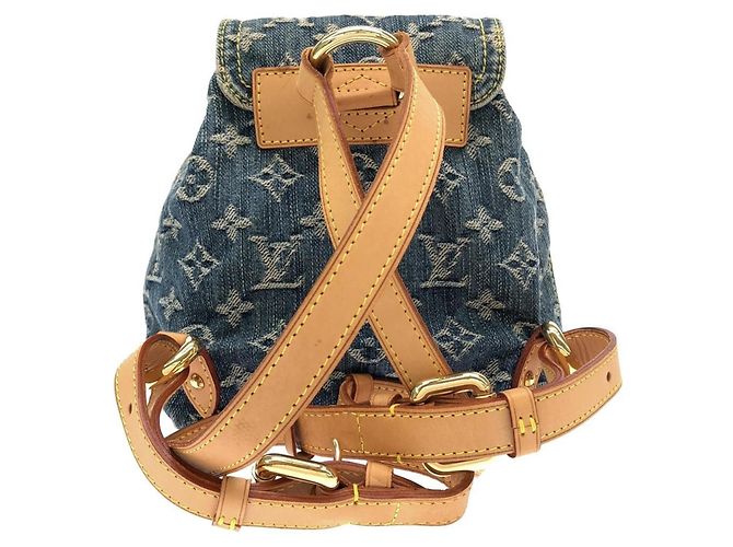 Zaino Louis Vuitton Monogram Denim Sac Ad PM Blu - vista 2