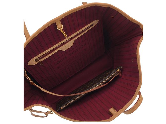 Bolso Louis Vuitton Monogram Neverfull MM Castaño Fucsia - vista 7