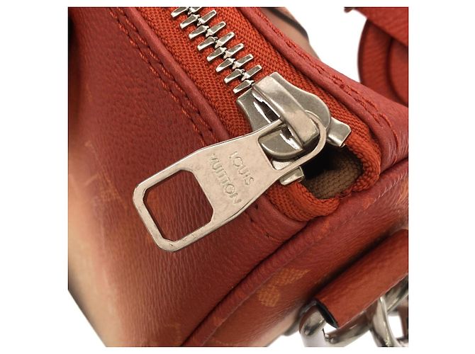 Borsa Boston Louis Vuitton Monogram Pigment Keepall Bandoulière 25cm Argento Arancione - vista 6