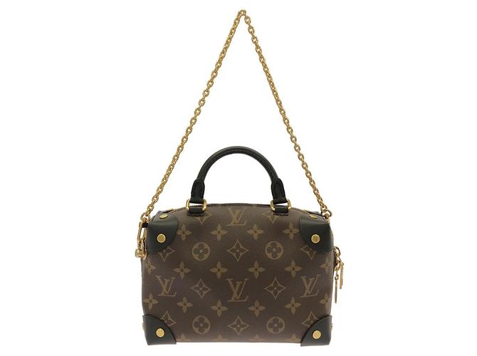 Borsa Louis Vuitton Monogram Petite Malle Souple Marrone Nero - vista 2