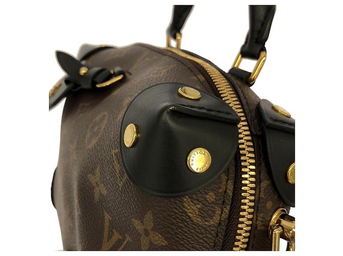 Borsa Louis Vuitton Monogram Petite Malle Souple Marrone Nero - vista 4