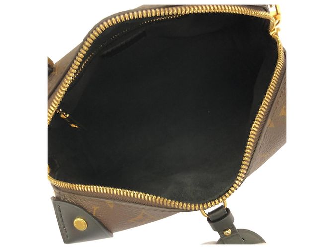 Borsa Louis Vuitton Monogram Petite Malle Souple Marrone Nero - vista 7