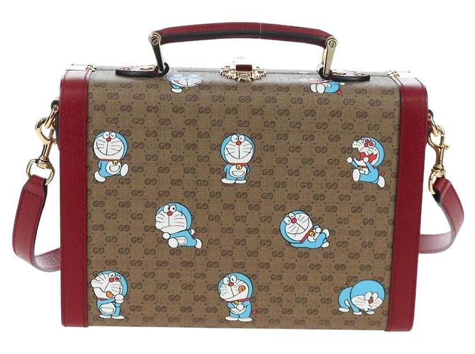 Borsa a mano GUCCI Micro GG Supreme Doraemon PVC 2way Brown 633587 Auth 199346SM Marrone - vista 2