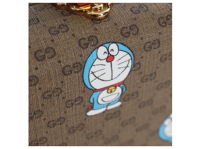 Borsa a mano GUCCI Micro GG Supreme Doraemon PVC 2way Brown 633587 Auth 199346SM Marrone - vista 22