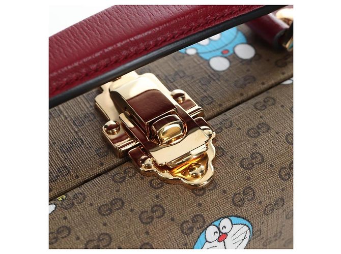 Borsa a mano GUCCI Micro GG Supreme Doraemon PVC 2way Brown 633587 Auth 199346SM Marrone - vista 23