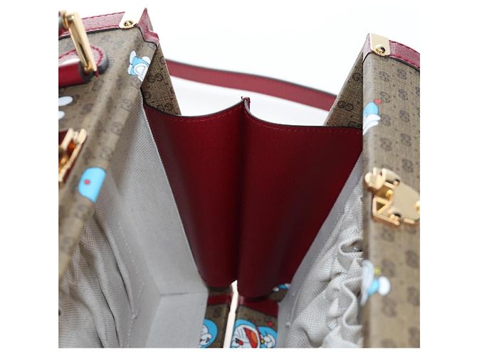 Borsa a mano GUCCI Micro GG Supreme Doraemon PVC 2way Brown 633587 Auth 199346SM Marrone - vista 26