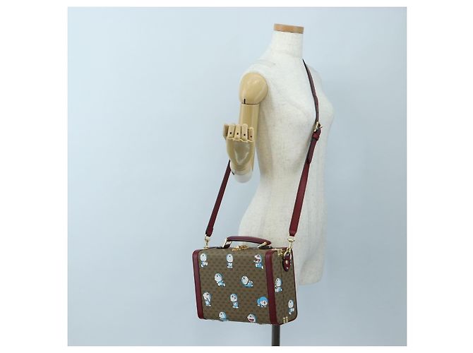Borsa a mano GUCCI Micro GG Supreme Doraemon PVC 2way Brown 633587 Auth 199346SM Marrone - vista 32