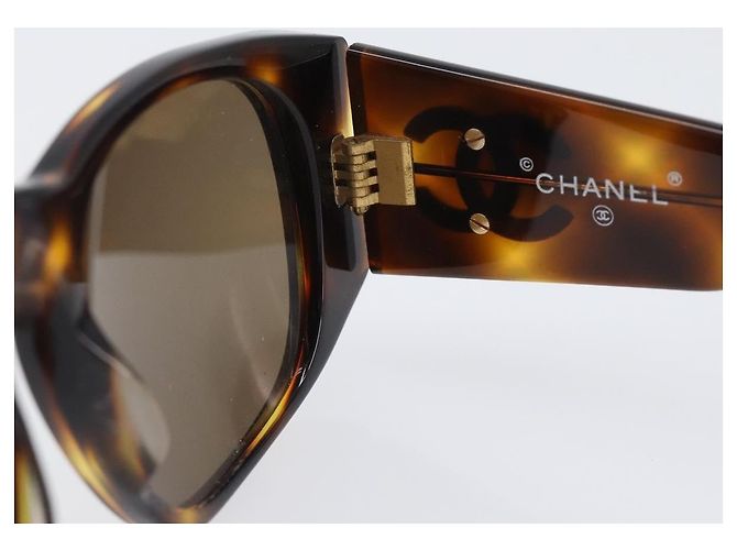 Occhiali da sole CHANEL Plastica Marrone Oro CC Auth bs36894 D'oro - vista 14