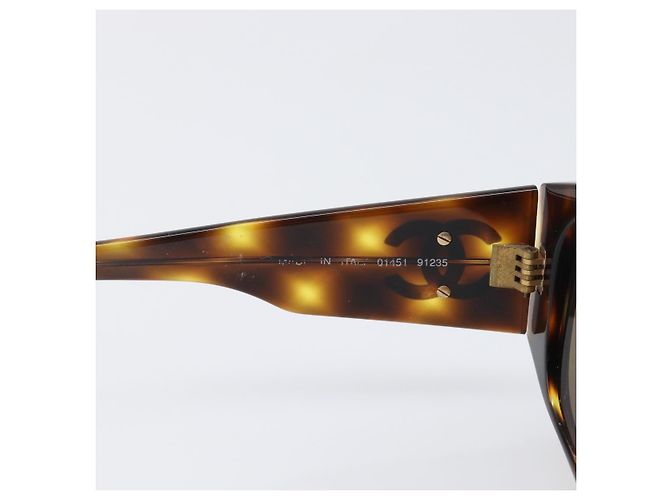 Occhiali da sole CHANEL Plastica Marrone Oro CC Auth bs36894 D'oro - vista 15