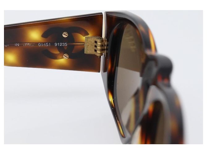 Occhiali da sole CHANEL Plastica Marrone Oro CC Auth bs36894 D'oro - vista 16