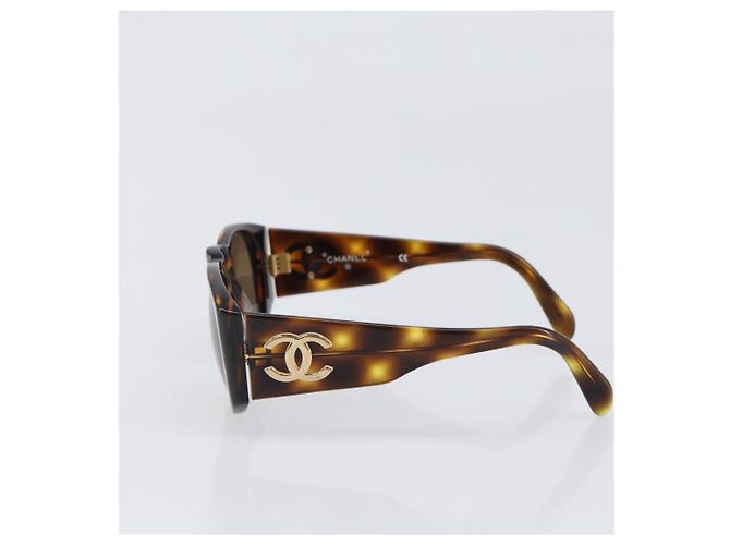 Occhiali da sole CHANEL Plastica Marrone Oro CC Auth bs36894 D'oro - vista 3