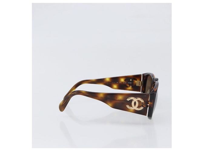 Occhiali da sole CHANEL Plastica Marrone Oro CC Auth bs36894 D'oro - vista 4