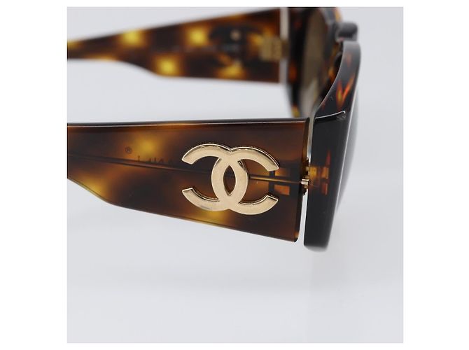 Occhiali da sole CHANEL Plastica Marrone Oro CC Auth bs36894 D'oro - vista 7