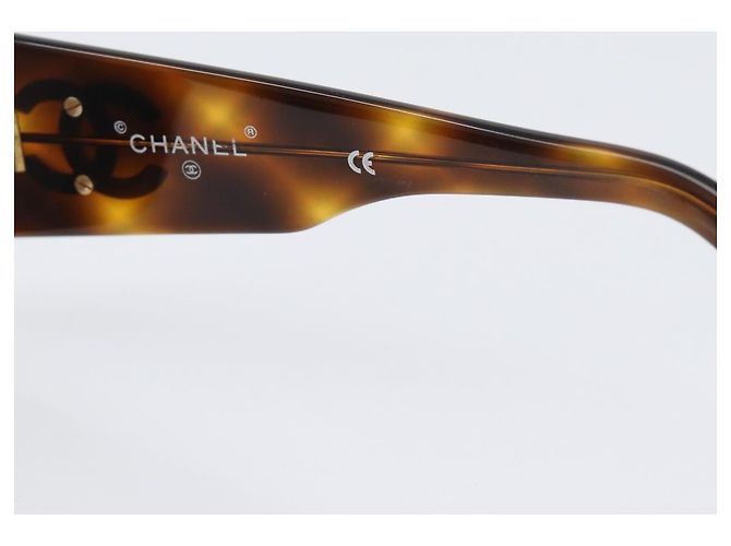 Occhiali da sole CHANEL Plastica Marrone Oro CC Auth bs36894 D'oro - vista 9