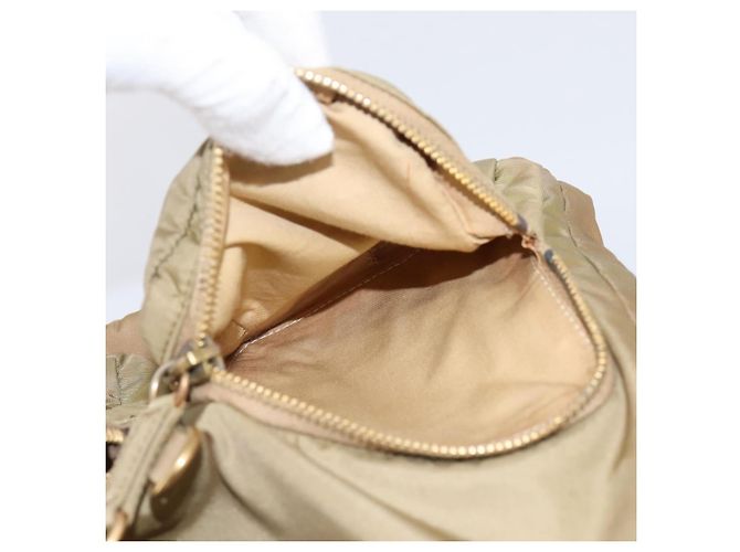 Borsa a tracolla Miu Miu Nylon Beige Gold Auth bs37016 D'oro - vista 10