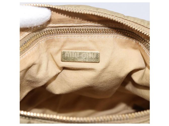 Borsa a tracolla Miu Miu Nylon Beige Gold Auth bs37016 D'oro - vista 18