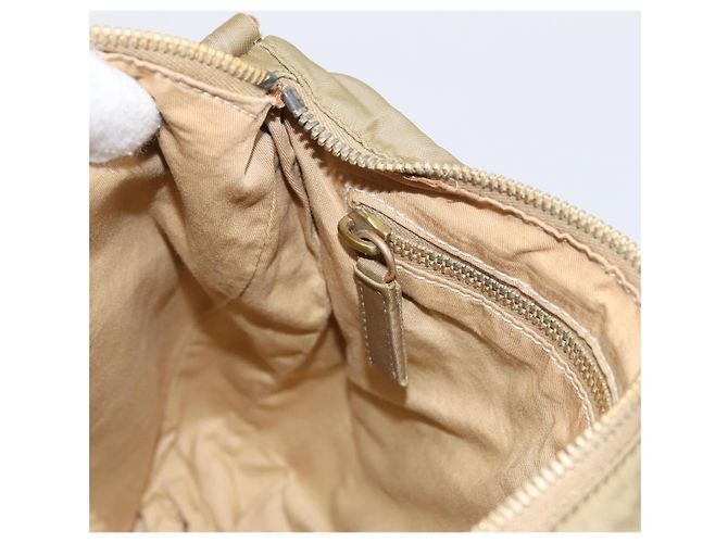 Borsa a tracolla Miu Miu Nylon Beige Gold Auth bs37016 D'oro - vista 21