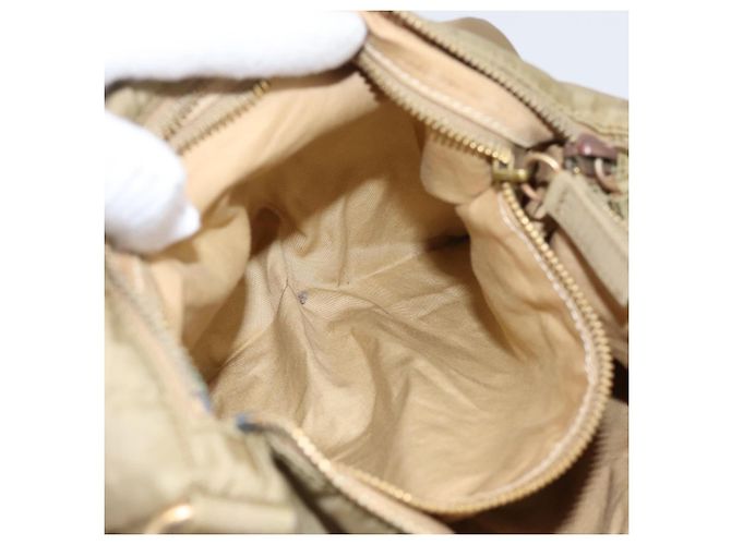 Borsa a tracolla Miu Miu Nylon Beige Gold Auth bs37016 D'oro - vista 22