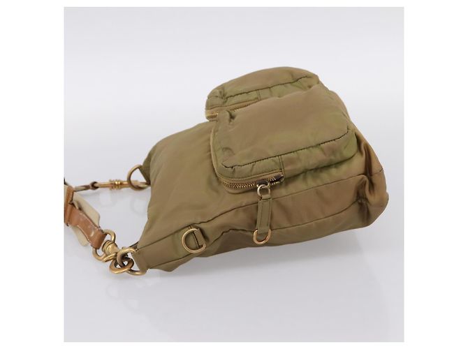 Borsa a tracolla Miu Miu Nylon Beige Gold Auth bs37016 D'oro - vista 3