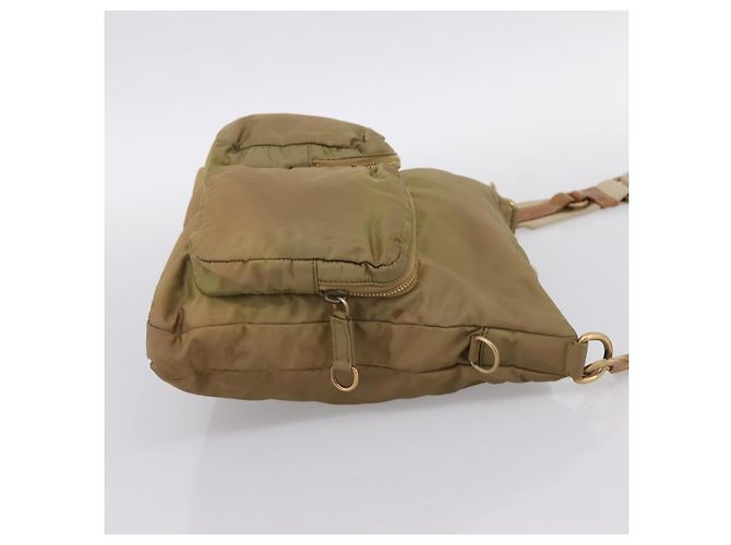 Borsa a tracolla Miu Miu Nylon Beige Gold Auth bs37016 D'oro - vista 4