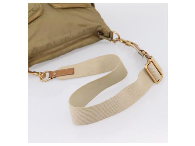 Borsa a tracolla Miu Miu Nylon Beige Gold Auth bs37016 D'oro - vista 7