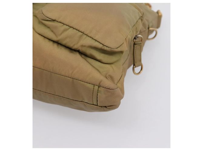 Borsa a tracolla Miu Miu Nylon Beige Gold Auth bs37016 D'oro - vista 9
