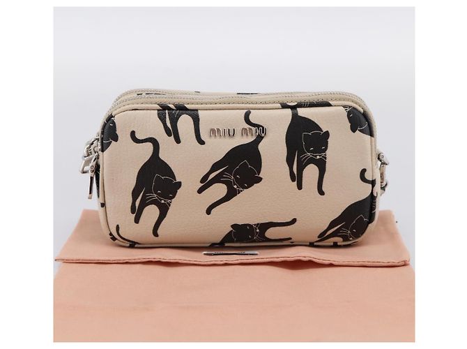 Borsa a tracolla Miu Miu in pelle beige argento Auth 200344M - vista 12