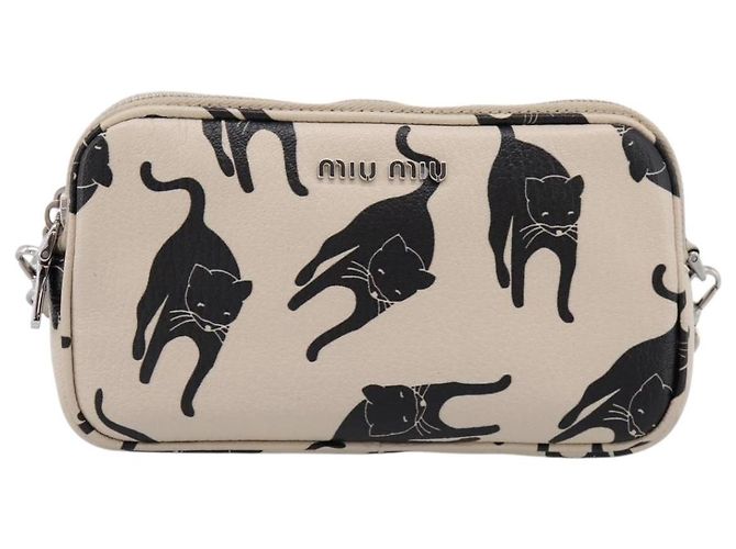 Borsa a tracolla Miu Miu in pelle beige argento Auth 200344M - vista 13