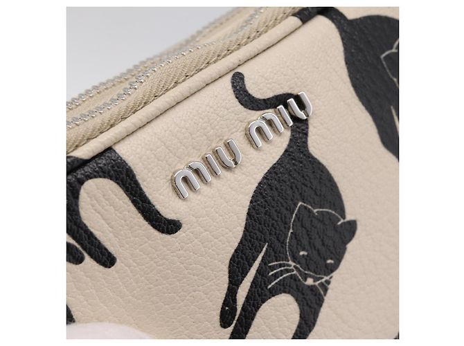 Borsa a tracolla Miu Miu in pelle beige argento Auth 200344M - vista 18