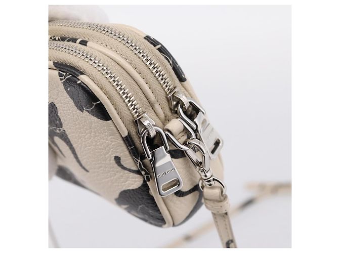 Borsa a tracolla Miu Miu in pelle beige argento Auth 200344M - vista 9