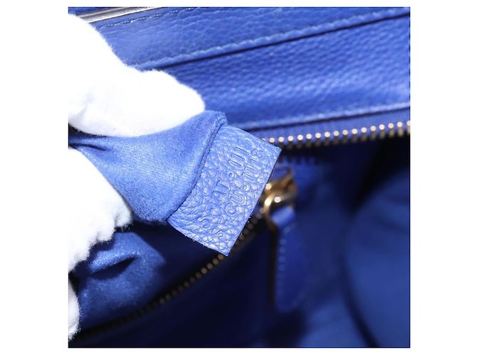 Céline Borsa a mano CELINE Luggage Micro Shopper in pelle blu e oro Auth 201981A D'oro - vista 12