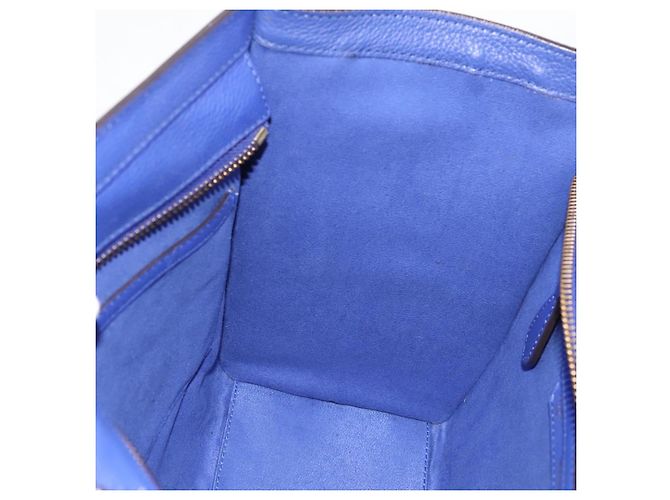 Céline Borsa a mano CELINE Luggage Micro Shopper in pelle blu e oro Auth 201981A D'oro - vista 19