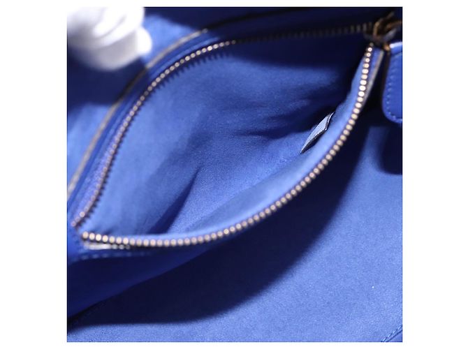 Céline Borsa a mano CELINE Luggage Micro Shopper in pelle blu e oro Auth 201981A D'oro - vista 21