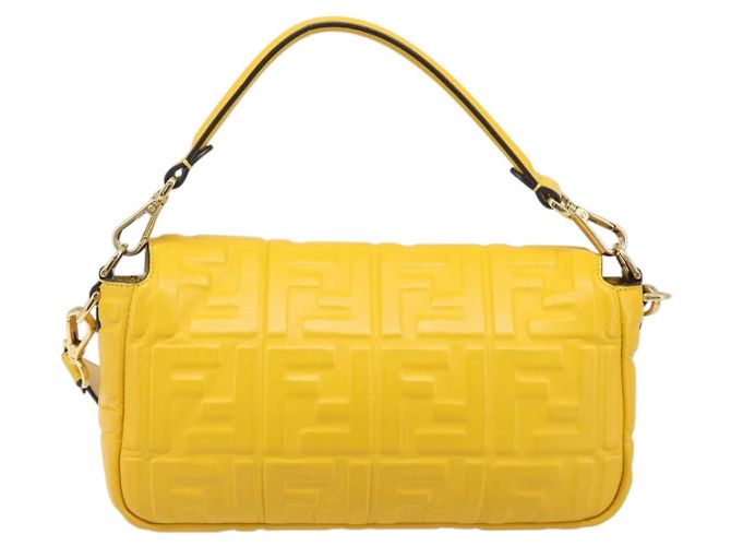 Borsa a spalla FENDI Zucca Mamma Baguette in pelle Gialla 8BR600 Auth yk20853SAM Giallo - vista 2
