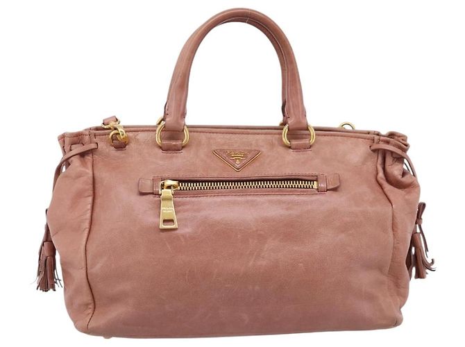 Borsa a mano PRADA in pelle 2way Pink Gold Auth ka5955V Rosa D'oro - vista 13