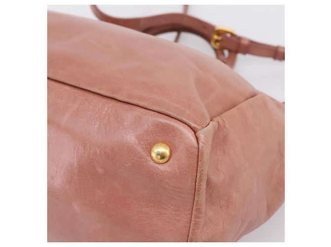 Borsa a mano PRADA in pelle 2way Pink Gold Auth ka5955V Rosa D'oro - vista 18