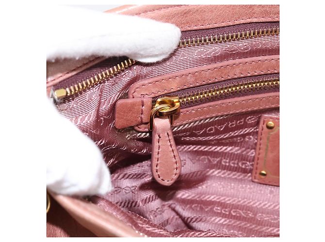 Borsa a mano PRADA in pelle 2way Pink Gold Auth ka5955V Rosa D'oro - vista 24