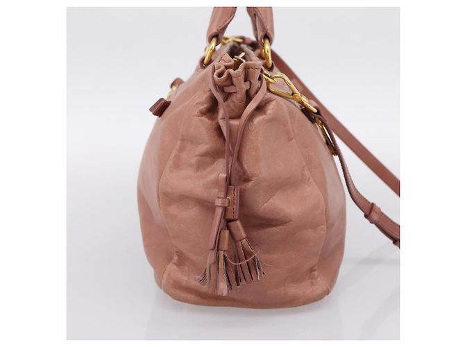 Borsa a mano PRADA in pelle 2way Pink Gold Auth ka5955V Rosa D'oro - vista 3