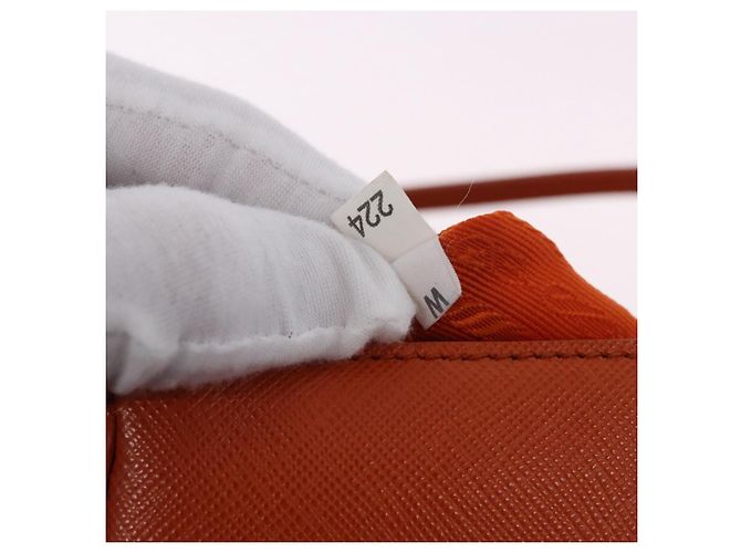 PRADA Accessory Pouch Saffiano leather Orange Gold Auth 200537V Golden - view 11