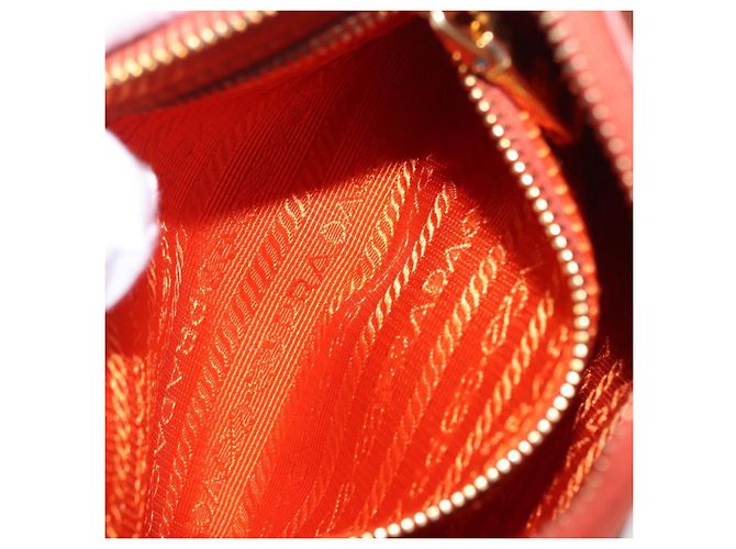 PRADA Accessory Pouch Saffiano leather Orange Gold Auth 200537V Golden - view 24
